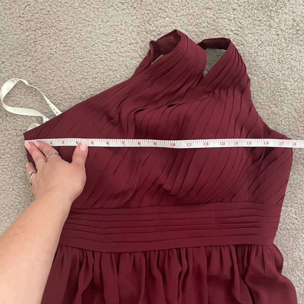 AZAZIE MOLLY Cabernet A-Line One Shoulder Chiffon Dress long gown size 8 - Picture 7 of 10